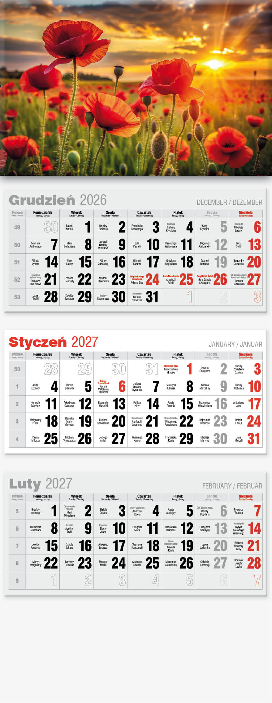 Kalendarz trójdzielny Lux KTL Avanti